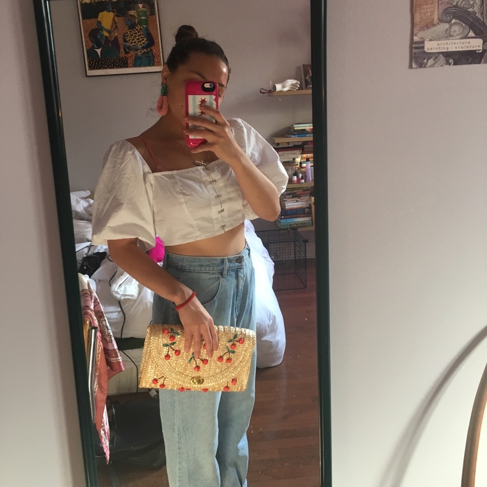 Wicker Cherry Design Clutch
